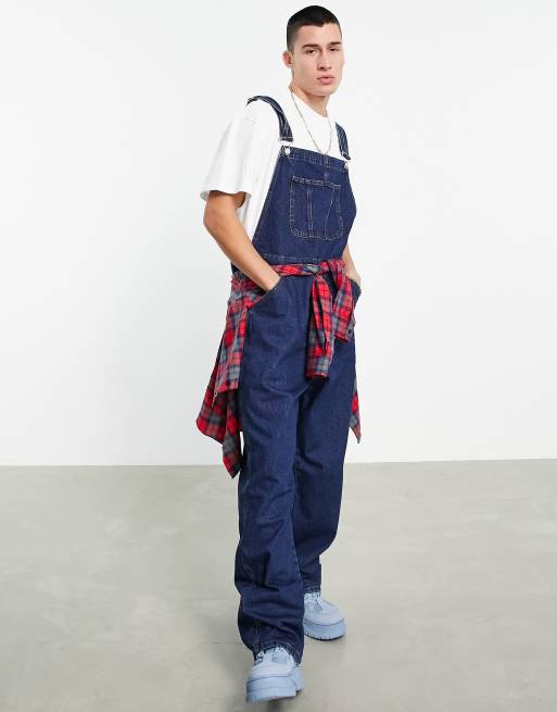 ASOS DESIGN - Posede denimoveralls i mellemvask