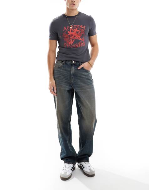 ASOS DESIGN - Posede jeans i blå vintage-mellemvask - view 1
