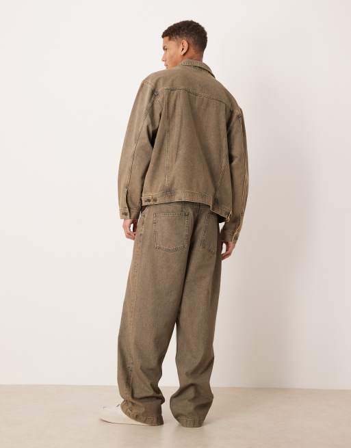 ASOS DESIGN - Posede jeans i brun syrevask - Del af sæt, 2 af 5