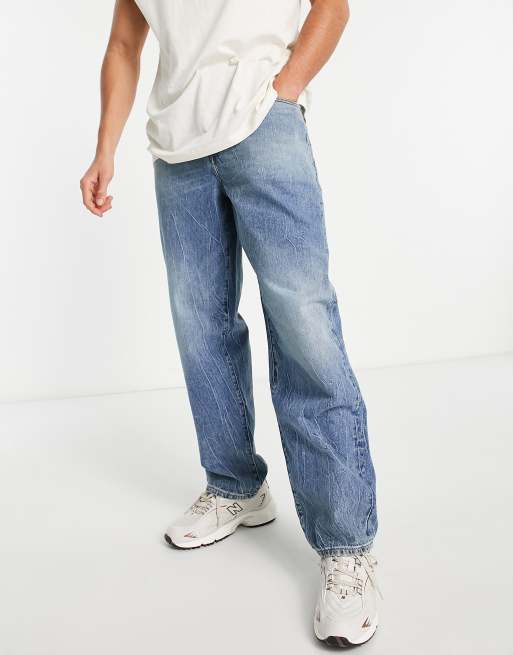 ASOS DESIGN - Posede jeans i mellemvask