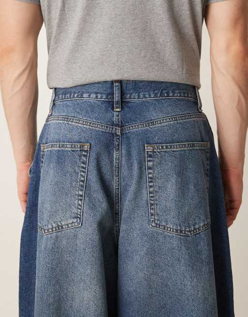 ASOS DESIGN baggy balloon jeans with tint in mid wash blue