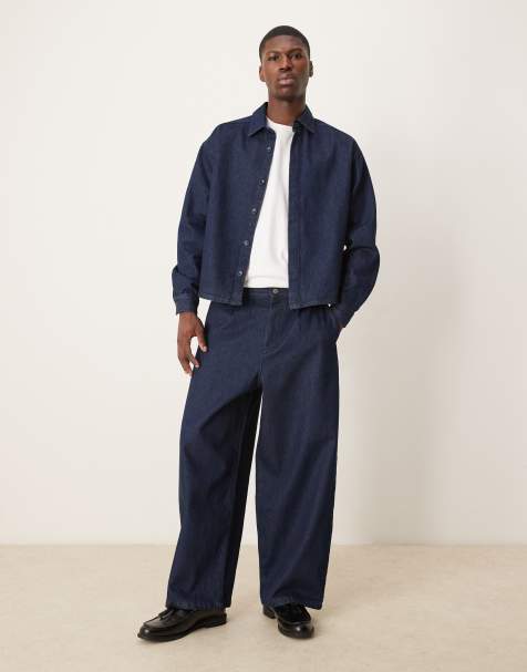 ASOS DESIGN - Posede jeans med ballonben og elegante plisseringer i indigoblå vask - Del af sæt - view 1