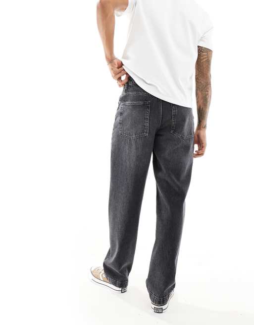 ASOS DESIGN - Posede jeans med slid i sort vintage vask, 5 af 5