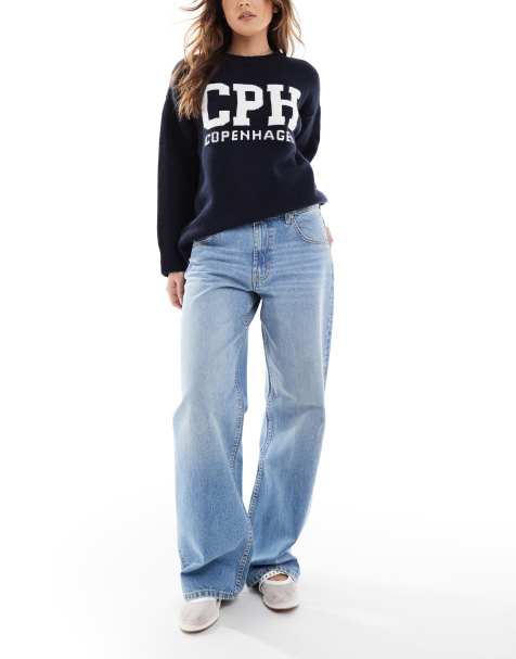 ASOS DESIGN - Posede jeans med vide ben i lys vask - view 1