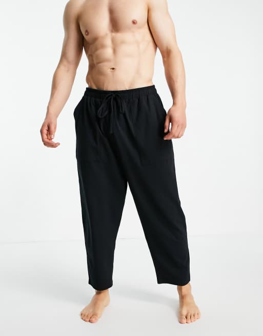 ASOS DESIGN - Posede lounge-joggingbukser i sort i afslappet pasform