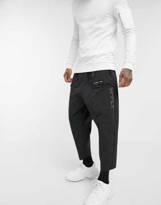 ASOS DESIGN - Posede utility-bukser med tekstprint