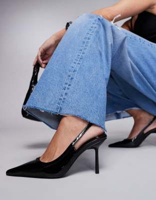 ASOS DESIGN - Poser - Schuhe in Schwarz mit Fersenriemen und hohem Absatz