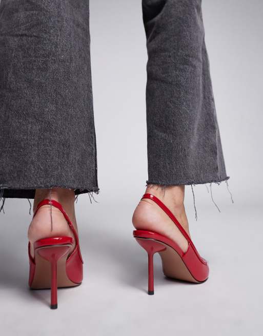 ASOS DESIGN - Poser - Slingback-schoenen met hoge hak in rood, 4 van 4