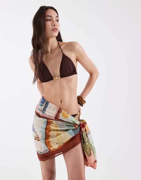 ASOS DESIGN Posey Positano maxi sarong in postcard print - view 1