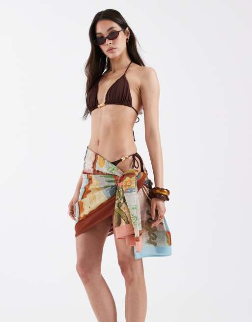 ASOS DESIGN - Posey Positano - Pareo lungo con stampa di cartoline, 4 di 4