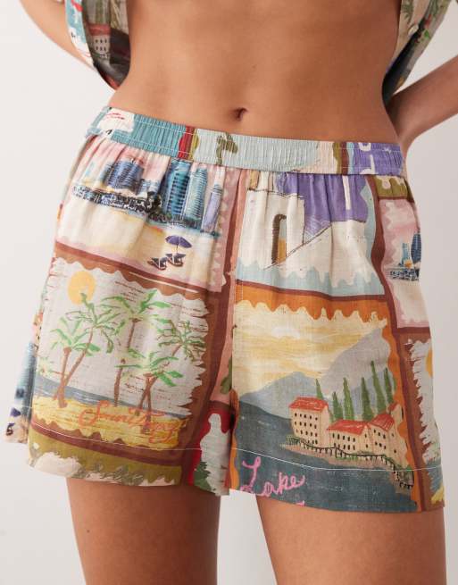 ASOS DESIGN – Posey Positano – Szorty plażowe w pocztówkowy wzór, 3 z 5