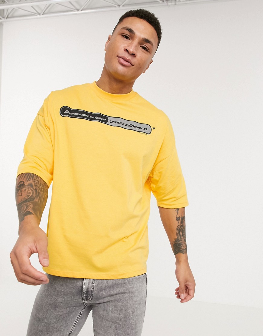 ASOS DESIGN Post Malone oversized t-shirt with chest and back print-Yellow