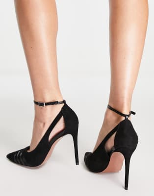 black cut out court shoes