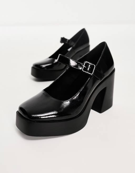 ASOS DESIGN Pound Chaussures babies pointure large a semelle plateforme a talon Noir