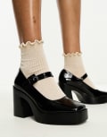 ASOS DESIGN Pound platform mary jane heeled shoes in black