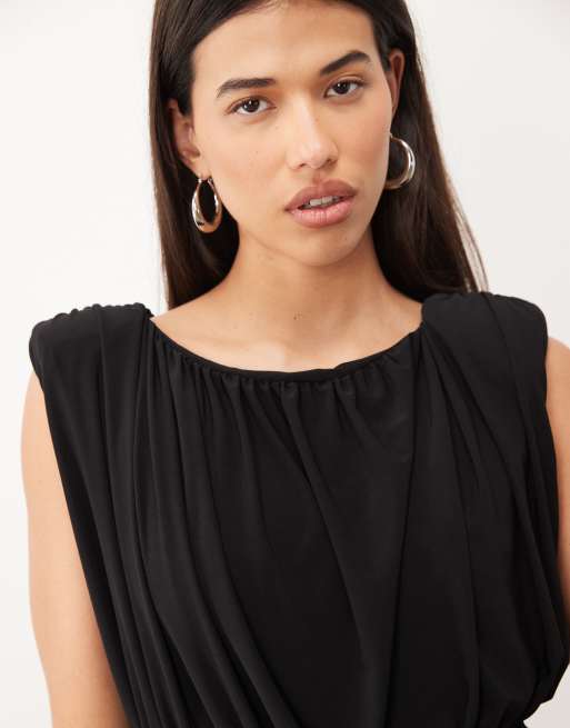 ASOS DESIGN power shoulder sleeveless maxi dress in black, 2 of 4