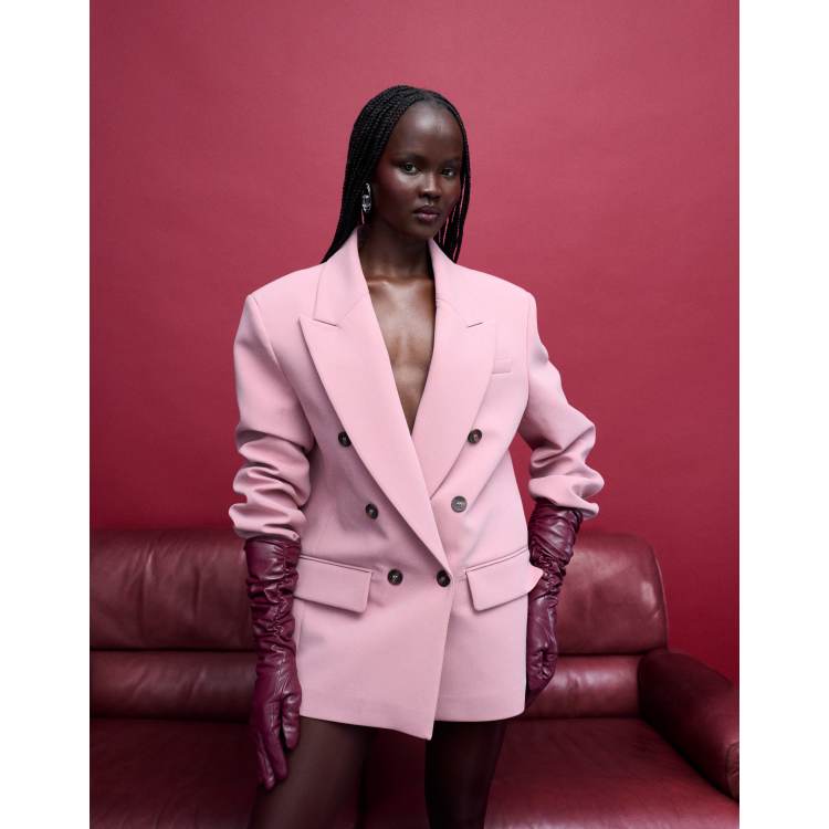 asos pink blazer dress ASOS Design - Double Breasted Blazer - Women - Polyester/Viscose/Elastane - 0 US