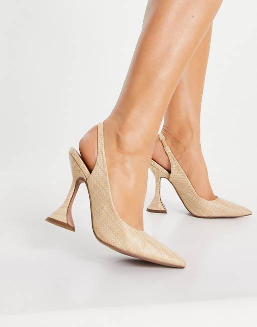 ASOS DESIGN Power slingback high heeled shoes in natural