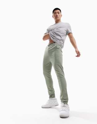 ASOS DESIGN power spray on jeans in light khaki - ASOS Price Checker