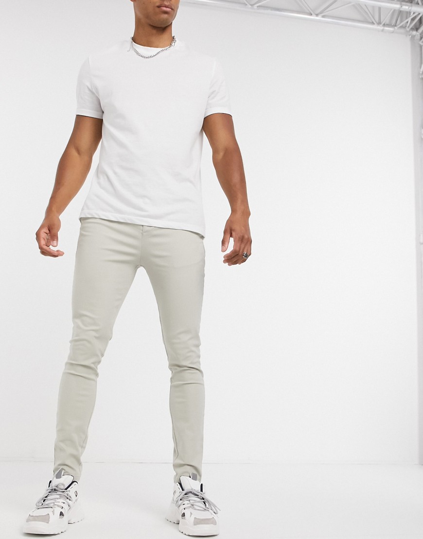 Asos Design Tall Skinny Chinos In Light Gray-neutral In Grey