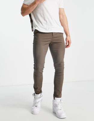 ASOS DESIGN power stretch chinos in brown - ASOS Price Checker