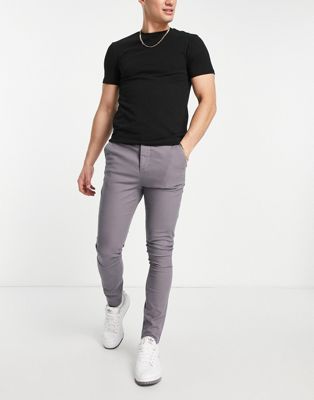 ASOS DESIGN power stretch chinos in charcoal - ASOS Price Checker