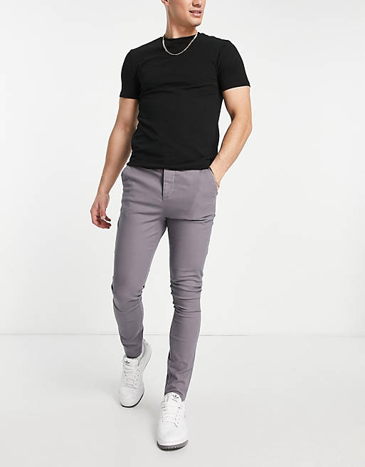 Power stretch chinos in charcoal Asos Men Clothing Pants Chinos 