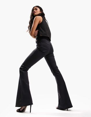 ASOS DESIGN power stretch 'enhancer' flared jeans in black | ASOS