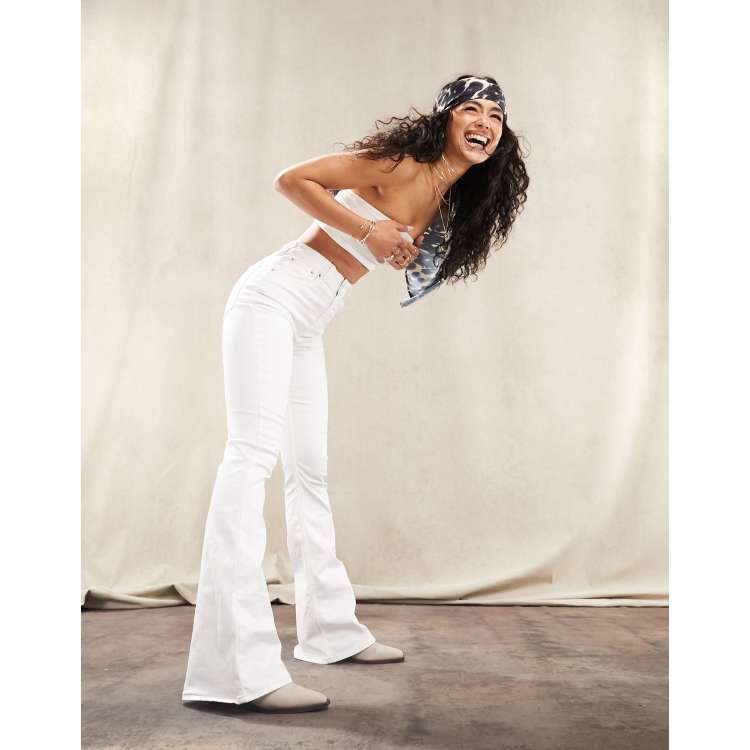 ASOS DESIGN power stretch flare jeans in white