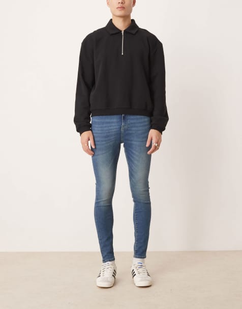 ASOS DESIGN power stretch jeans in dark wash blue - view 1