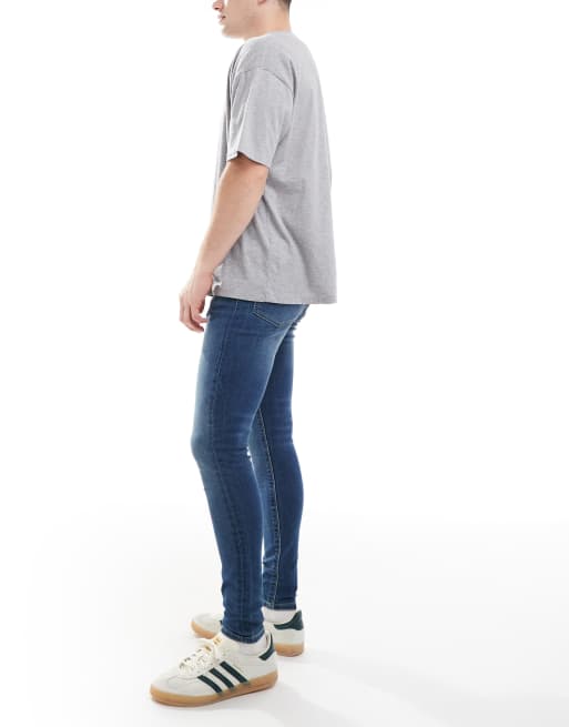 ASOS DESIGN power stretch jeans in dark wash blue