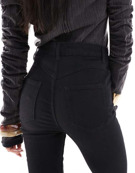 ASOS DESIGN power stretch sculpt flare jeans in black, 4 of 5
