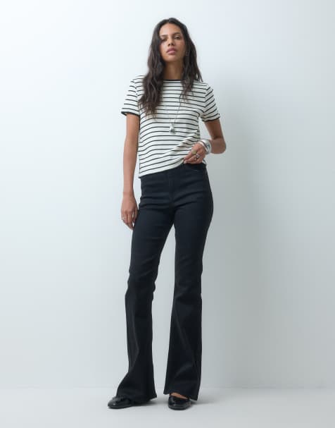 ASOS DESIGN power stretch sculpt flare jeans in black - view 1