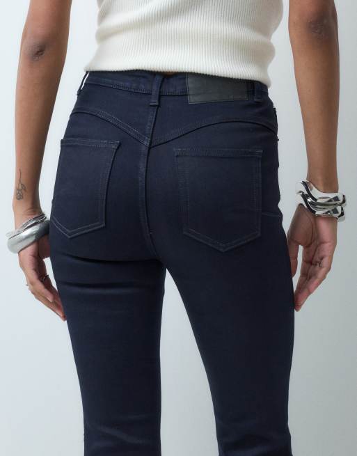 ASOS DESIGN power stretch sculpt flare jeans in indigo, 3 of 5