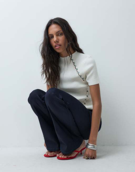 ASOS DESIGN power stretch sculpt flare jeans in indigo, 5 of 5