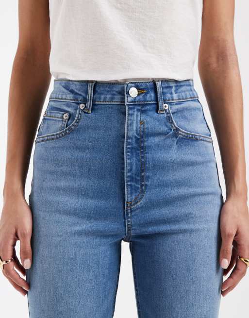 ASOS DESIGN power stretch sculpt flare jeans in light midwash , 5 of 5