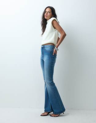 Asos Design Power Stretch Sculpt Flare Jeans In Blue