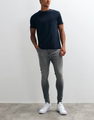 Asos Design Power Stretch Skinny Jeans In Gray