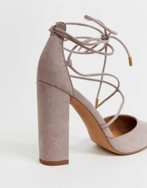 ASOS DESIGN Power Trip high block heels in taupe ASOS DESIGN Power Trip high block heels in taupe