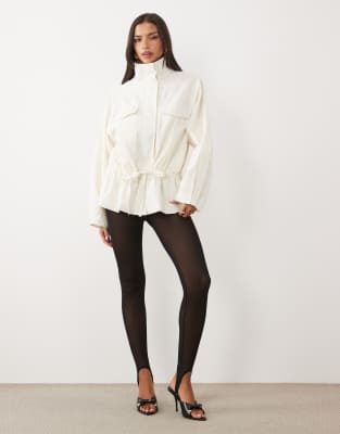 Asos Design Powernet Sculpting Mesh Stirrup Leggings In White