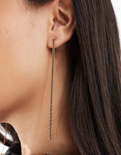 ASOS DESIGN – Powlekane 14-karatowym złotem długie kolczyki z łańcuszkiem, 3 z 4
