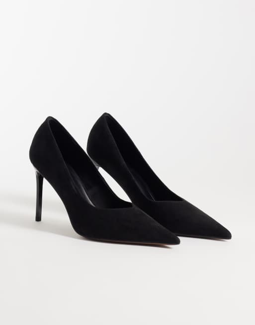 ASOS DESIGN Prague décolleté a punta con tacco a spillo alto in suedette nero, 4 di 5
