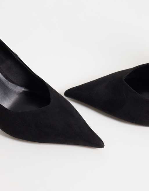 ASOS DESIGN Prague escarpins à bout pointu à talon aiguille en suedine noire, 2 de 5