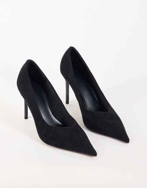ASOS DESIGN Prague pointed stiletto high heel pumps in black patent - view 1