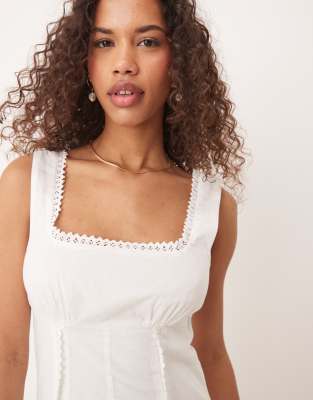 Asos Design Knitted Turn Back Baby Tee In Textured Yarn In Cream-white In White
