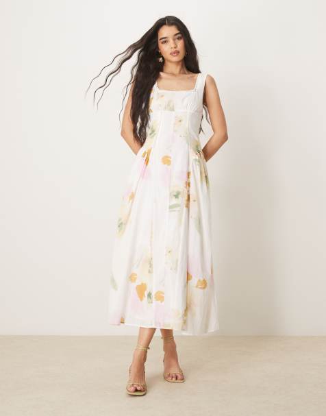 ASOS DESIGN prairie square neck maxi sundress with dropped waist in vintage floral - view 1