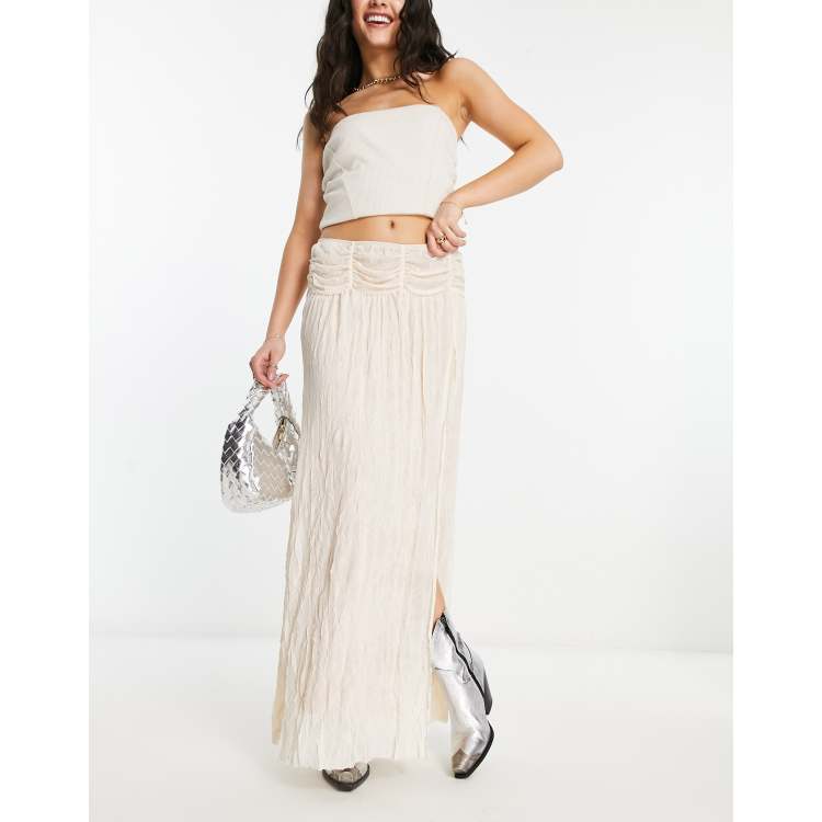 ASOS DESIGN prarie textured maxi skirt in cream