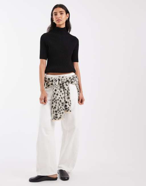 ASOS DESIGN prążkowany sweter dzianinowy w kolorze czarnym, 2 z 4