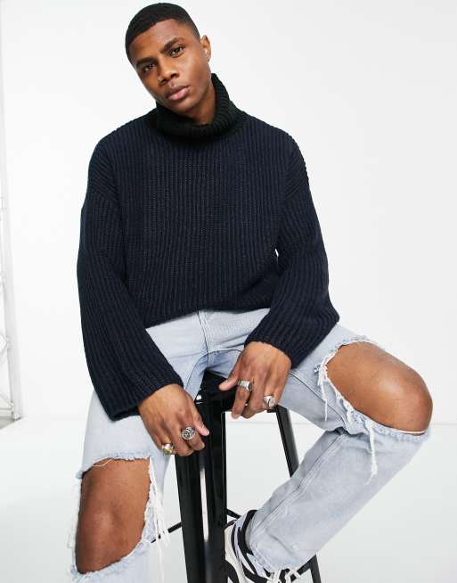 ASOS DESIGN – Prążkowany sweter oversize o splocie angielskim z blokami kolorów