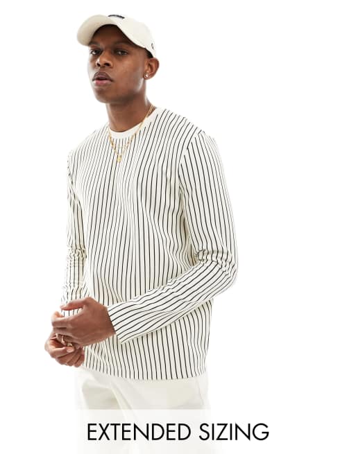 ASOS DESIGN – Prążkowany T-shirt z długimi rękawami we wzór w paski